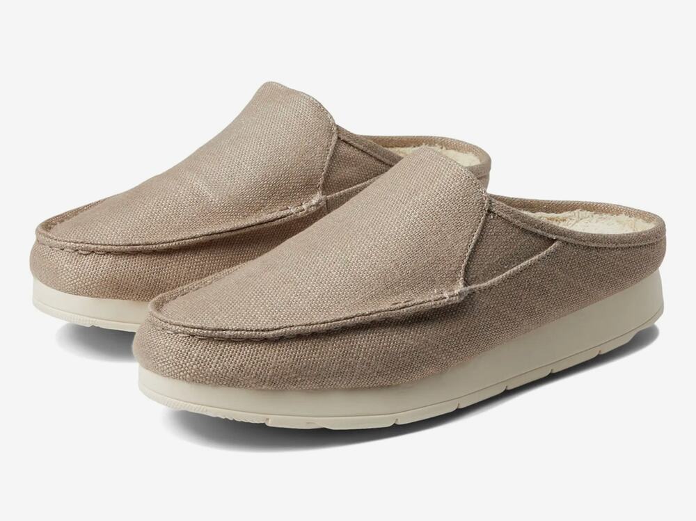 SPERRY Taupe Moc-Sider Mule Hemp Clogs Faux Fur Lining Slip On Comfort 9.5 NWT